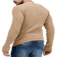 thumbnail image 3 of Chandail à Col en V Uni pour Hommes avec Manches Longues et Tricot Côtelé, 3 of 4