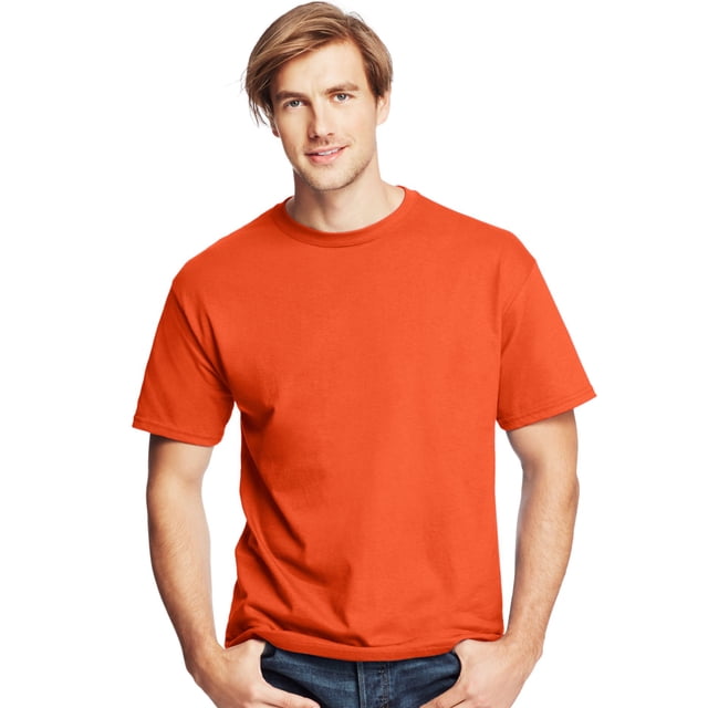 Hanes T-Shirts à Col Ras du Cou ComfortSoft pour Hommes, Lot de 4, 3TG, Orange