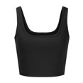 thumbnail image 4 of Timegard Womens Camis Tops Ribbed Square Neck Sleeveless Crop Top Solid Color Casual Going out Tank Top, 4 of 6