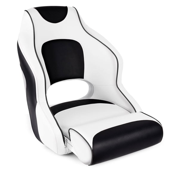 Leader Accessories Two Tone Captains Bucket Seat Boat Seat Premium Sports Flip Up Boat Seat Model A - White