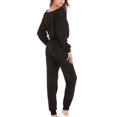 thumbnail image 5 of Ersazi Pyjamas pour Femmes Mode Féminine Col Rond Manches Longues Ensemble Chandail en Molleton et Pantalon en Liquidation Noir G, 5 of 5