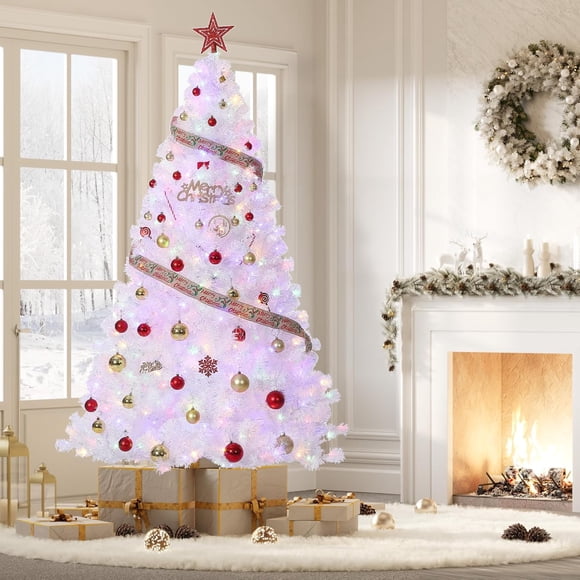 Bingirl Pre-Lit Christmas Tree with 450 Dual Color LED Lights and 1180 Branch Tips, Ideal for Home, Party, Office