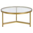 thumbnail image 4 of Henn&Hart 32"W Modern Metal/Glass Coffee Table in Brass Finish, 4 of 7
