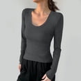 thumbnail image 2 of Lmnyox T-Shirt à Col Rond pour Femmes Manches Longues Décontracté Mode Basique Automne Hiver, 2 of 4
