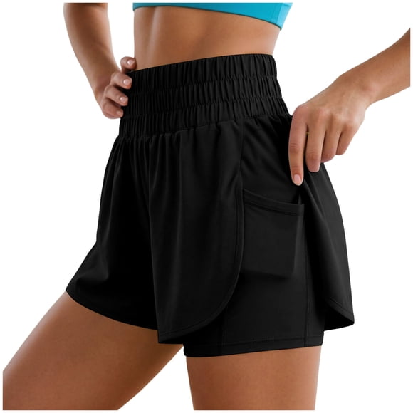 Yammkia Biker Shorts Women's Biker Shorts Workout Gym Shorts High Waist Tummy Control Hidden Scrunch Running Yoga Black,XL