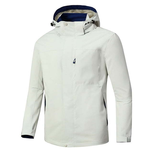 Birdeem Mansolid Color Water Resistance Drawstring Pockets Hooded Outdoor Jacket Coat