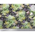thumbnail image 2 of Soimoi Green Japan Crepe Satin Fabric Insect,Skull & Flower Print Sewing Fabric BTY 42 Inch Wide, 2 of 3
