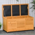 thumbnail image 2 of Outsunny Coffre de Terrasse en Bois Conteneur de Rangement Extérieur avec Fente d'Aération Jaune, 2 of 10