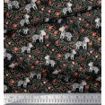 thumbnail image 3 of Soimoi Black Modal Satin Fabric Leaves,Floral & Animal Cartoon Print Sewing Fabric BTY 42 Inch Wide, 3 of 3