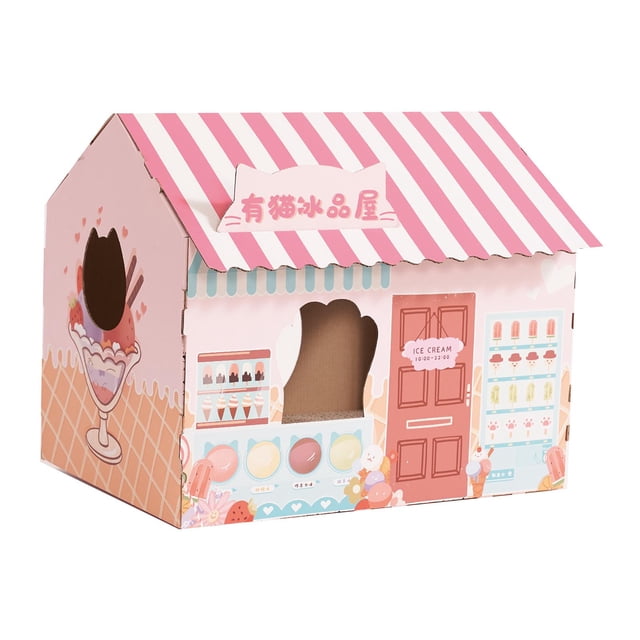 lionlar Cardboard Cat Scratcher Scratch Pad Reversible and Replaceable Shaped Cat Lounge Pink