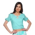 thumbnail image 3 of Moomaya Crop Top And Flared Skirt Set Printed Ethnic Rayon Dresses For Women, 3 of 6