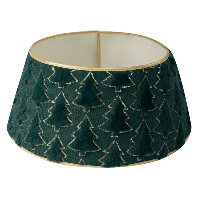 Collar Gold Trimmed Skirt Decorative Stand Soft Material Stable Conceals Stand Easy Setup for Festive Holiday Green Trees