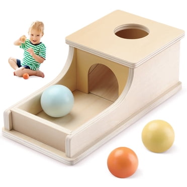 Montessori Toys,Montessori Boîte de Permanence de l'Objet avec Plateau Trois Balles, Montessori Toys Éducatif de Voyage pour Nourrisson de 6 à 12 Mois, Bébés et Tout-Petits de 1 à 3 Ans