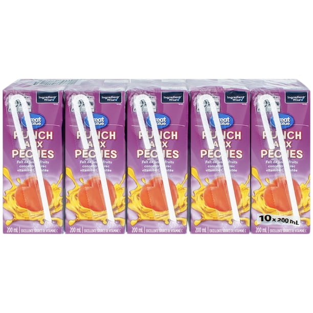 Great Value Peach Punch 200ML, pack of 10 - Walmart.ca