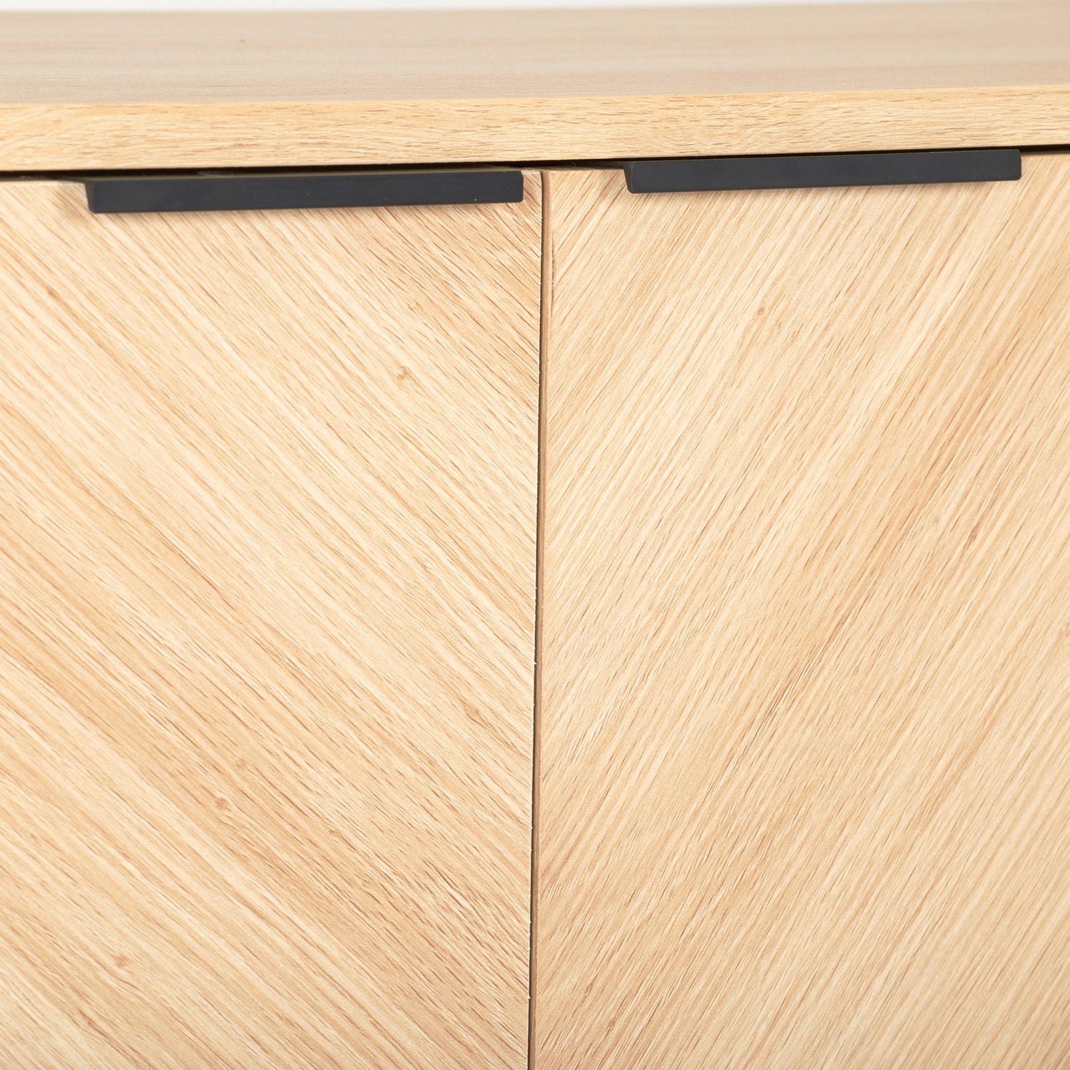 CorLiving Himari Engineered Wood Sideboard with Wood Legs, 2 Doors and 5 Shelves, Light Brown