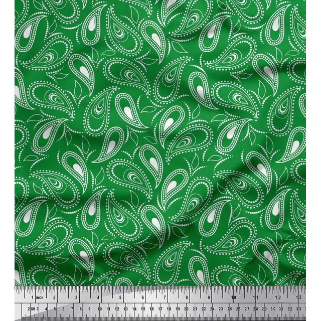 Soimoi Georgette Viscose Fabric Dot & Paisley Print Sewing Fabric Yard 42 Inch Wide