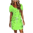 thumbnail image 1 of DPTALR Robe Mi-Mollet à Manches Courtes et Col en V pour Femmes, Jupes Courtes Rétro pour Dames, Jolies Robes d'Été pour Sorties pour Filles, 1 of 4