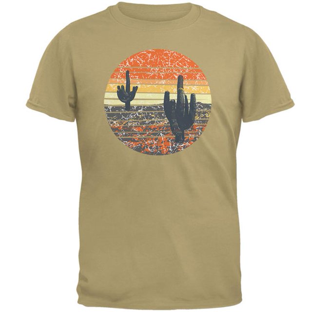 T-shirt pour Homme Vintage Cactus Coucher de Soleil