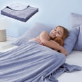 thumbnail image 1 of Couverture Rafraîchissante D'Été - Tissu en Soie Glacée pour un Sommeil Confortable. Literie Respirante et Douce, Portable, Bleu Foncé, JKODE, 1 of 9