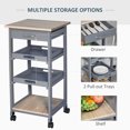 thumbnail image 4 of HOMCOM Slim Kitchen Island Rolling Trolley with Drawer and wheels, Grey, 4 of 10