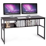 Giantex Industrial Computer Desk, Industrial Writing Desk w/Storage Shelf, Large Desktop, Sturdy Metal Construction, Contemporary Working Table for Home, Office, Small Space