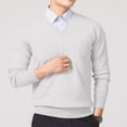 thumbnail image 3 of Xcmzpl Chandail-Robe à Col en V pour Hommes, Tricot, Manches Longues, Coupe Ajustée, Chandails Mode, Chandail à Enfiler, Chandail de Base Uni, Hauts de Chandail d'Automne, 3 of 5