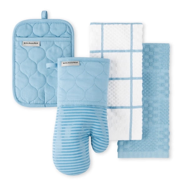 KitchenAid Quilted Cotton Terry Cloth Oven Mitt, Pot Holder Heat Resistant, 16"x26", 7"x13" & 7"x10"