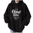 thumbnail image 1 of Pompotops Femmes Mode Casual Print Capuche Manches Longues Col Rond T-Shirt Top, 1 of 5