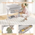 thumbnail image 4 of INFANS Table à Langer pour Bébé avec Roues, Poste à Couches Pliant Portable Organisateur de Chambre de Bébé avec Panier de Rangement, Étagère Suspendue, Hauteur Réglable, Ceinture de Sécurité pour Nouveau-Né Nourrisson (Gris Pâle), 4 of 8