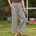 thumbnail image 2 of Timegard Pants for Women Plus Size Drawstring Waist Straight Leg Lightweight Casual Loose Trousers, 2 of 6