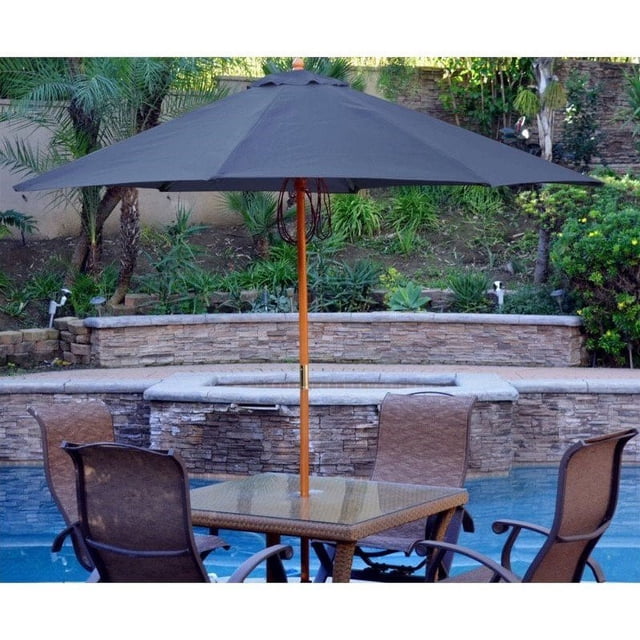 Jeco 9' Wood Market Patio Polyester Umbrella in Blue