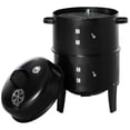 thumbnail image 1 of CoSoTower 3-in-1 Vertical Charcoal BBQ Smoker, 16" Round Barbecue Grill with 2 Cooking Areas and Thermometer, Black, 1 of 7