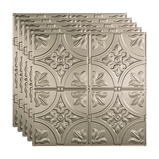 Fasade Traditional 2 Vinyl 2ft x 2ft Ceiling Panel Brushed Nickel 5 Pack
