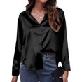 thumbnail image 1 of Innerwin Tops Lapel Neck Women Shirts Work Button Down Single Breasted Blouse Black M, 1 of 7