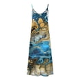 thumbnail image 5 of SMihono Robe Maxi Bohème d'Été pour Femmes Grande Taille Mode Femme Bretelles Taille Mi-Haute Col en V Sans Manches Rayée Imprimée Robe Longue de Plage, 5 of 5