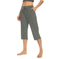 thumbnail image 1 of Plebaso Capri Pants for Women Drawstring Cropped Wide Leg Pants Lightweight Lounge Yoga Capris with Pockets, 1 of 7