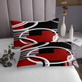 thumbnail image 3 of Erosebridal Black Red Gray Circle Quilt Sets for Twin Size Bed, Abstract Striped Line Bed Set 2 Pieces, 3 of 5