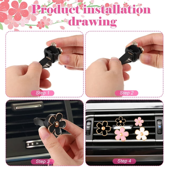 Decodeary 6pcs Enjoy Clean And Fresh Atmosphere In Car With Air Purifying Air Freshener white pink black 1Set