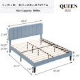 thumbnail image 3 of VECELO Queen Size Upholstered Beds, Modern Platform Bed Frame with Adjustable Headboard, Wooden Slats Support/No Box Spring Needed, Light Blue, 3 of 8