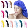 thumbnail image 2 of Elastic Stain Bonnet Breathable Multifunctional Wide Edge Long Hair Sleeping Hats Wrap Bonnet for Female, 2 of 11