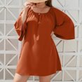 thumbnail image 4 of Birdeem Robe d'Été Décontractée et Aguichant pour Femme, Col Carré, Manches Longues, Ample, Unie, Grande Taille, 4 of 7