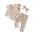 thumbnail image 2 of DPTALR Toddler Baby Kids Girls Heart Print Ruffle Romper Pants Headband Clothes Suit, 2 of 9