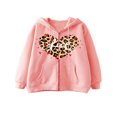 thumbnail image 1 of Women Hoodie  Heart Letters Leopard Print Sweatshirt with Pockets, 1 of 2
