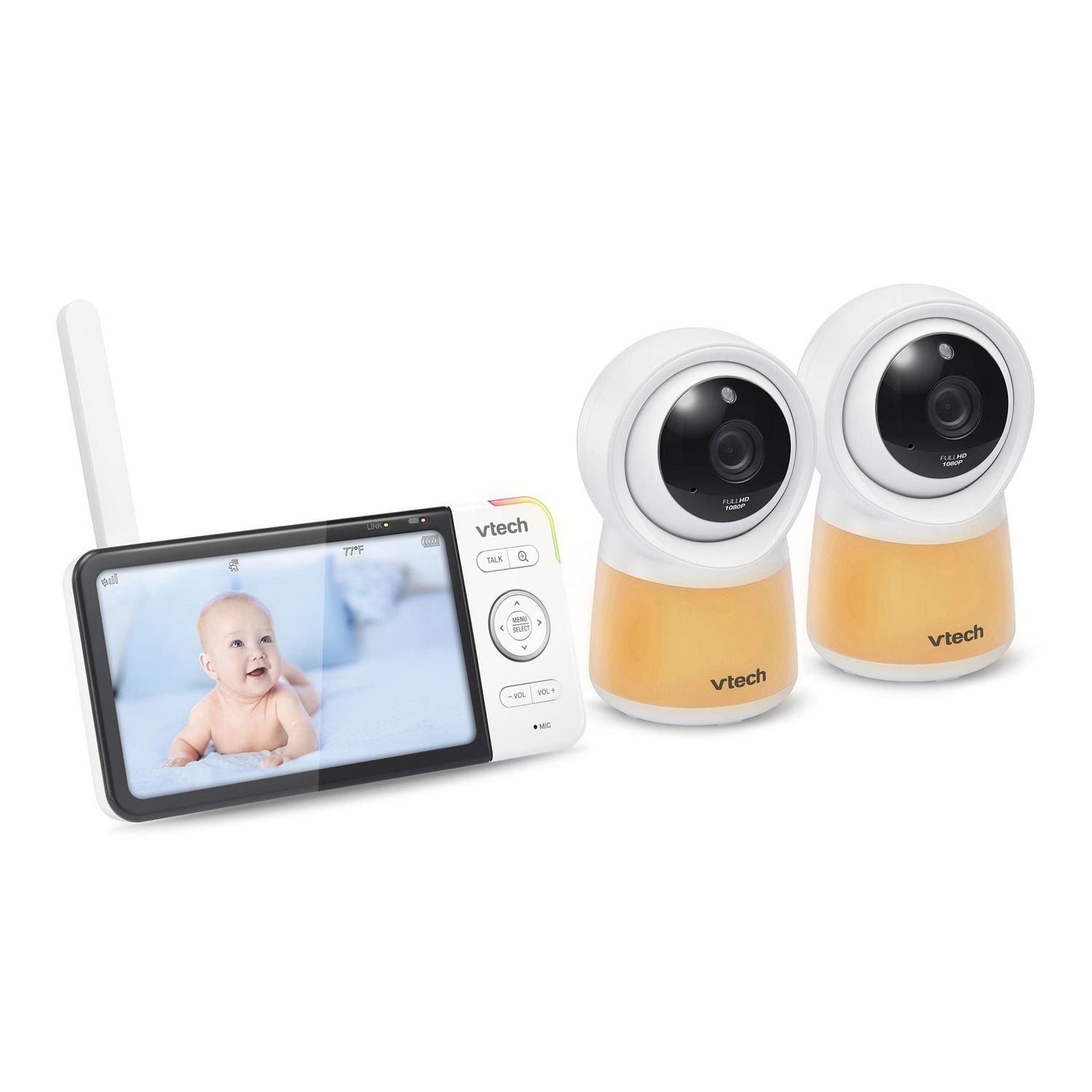 VTech RM5754-2HD Smart Wi-Fi Video Baby Monitor with 5” display and 1080p HD Camera, Built-in night light & 2 Camera, White