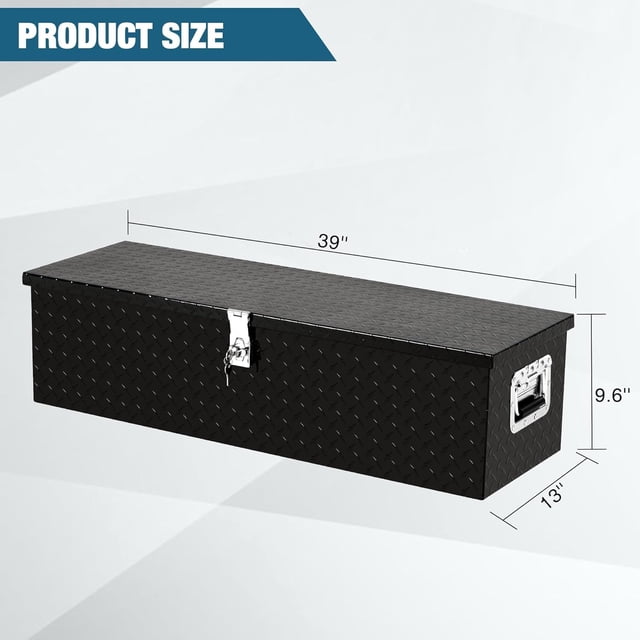 AKDSteel Coffre à Outils en Aluminium Robuste avec Plaque Diamantée (Noir, 39 * 13 * 10)