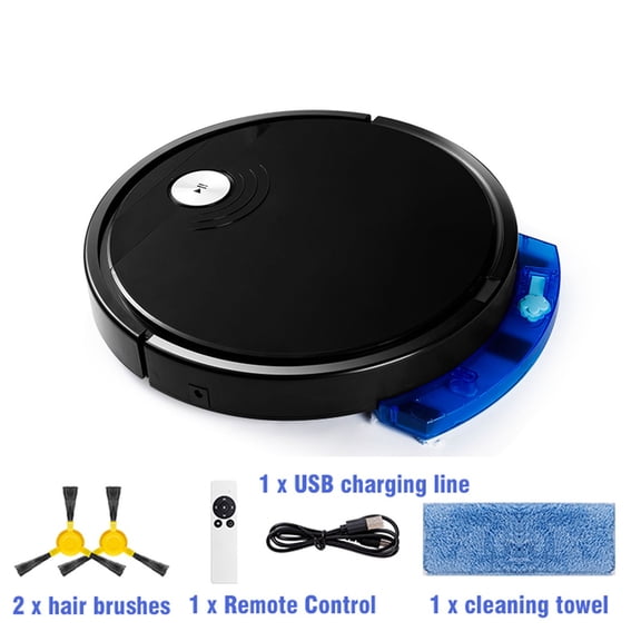 Black Smart Robot Vacuum Cleaner Black Remote Control App Water Tank