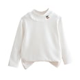 thumbnail image 1 of MeetoTime Chandail de Base pour Enfants Col Montant Demi-Haut Blanc à Fleurs Manches Longues Col Rond Haut Enfants Vêtements de Printemps Automne, 1 of 3