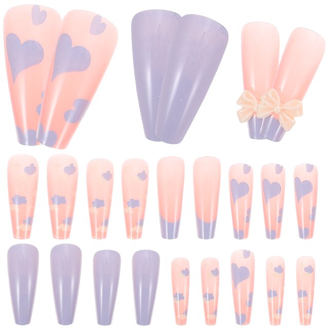 48pcs Girl Manicure Fake Nail Tips Nail Art Decors False Nails Decorative Fake Nails