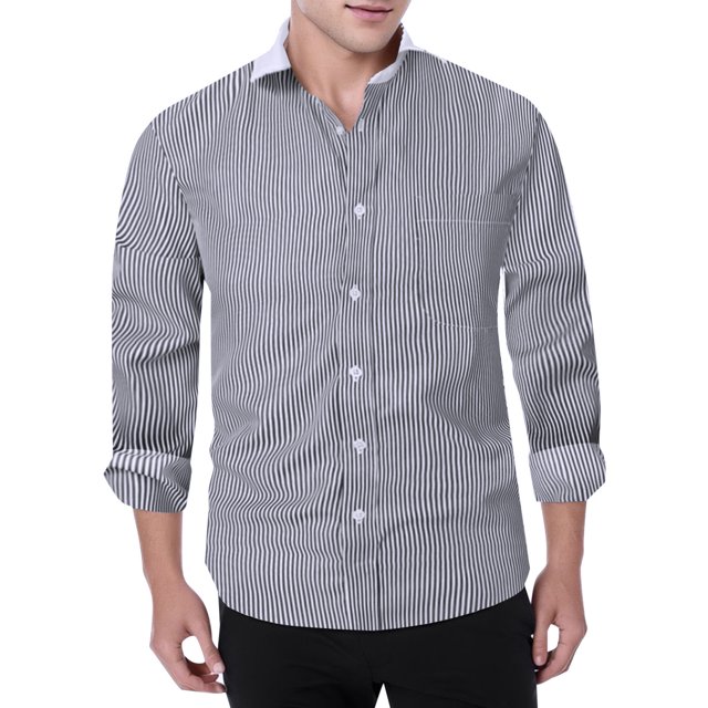XDZJLR Chemise Homme Décontractée Business Couleur Unie Col à Revers Manches Longues
