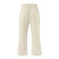 thumbnail image 5 of Bocqde Womens Capri Pants Cotton Linen Elastic Waisted Drawstring Casual Cropped Trousers with Pockets, 5 of 5